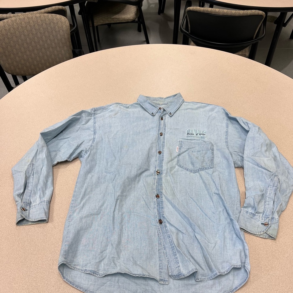 Vintage Davis Cannes Film Festival 1980s Denim Button Down Shirt Size Medium 319